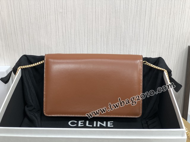 Celine專櫃2023新款CUIR TRIOMPHE斜挎女包 賽琳新品WOC鏈條皮革信封包 10J733 sldj2282